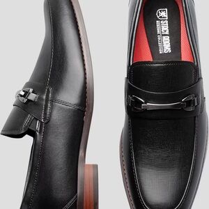 Stacy Adams Black Leather Kaylor Moc Toe, Slip On, Penny Loafers Size 7.5D.